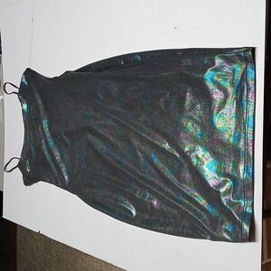 AKIRA Oil Slick Iridescent Bodycon Maxi Dress Size XL Holographic Metallic RARE!